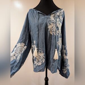 Soft Surroundings Embroidered Tunic with Tassels